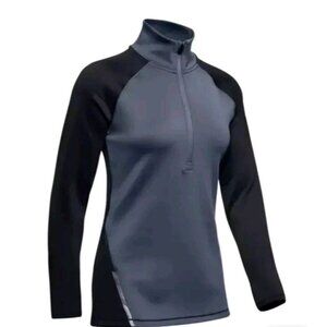Under Armour Women's Size L ColdGear 1/2 Zip Mock Neck Pullover Top Colorblock